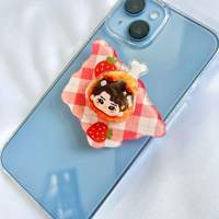 Op maat gemaakte acryl mobiele telefoonhouder met draaibare telefoon grip, thermische transferdruk, fruit-/mode-/dierenthema's