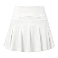 Jupe plissée unie taille haute pour femme, élastique, respirante, effet push-up, coupe ajustée, anti-frottement, pour yoga, quotidien, athleisure, en polyester