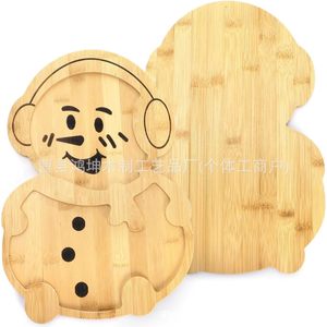 Bandeja de Servir de Bambú con Diseño de Muñeco de Nieve, Bandeja Navideña para Pan, Frutas y Aperitivos, Plato Decorativo para Comida - Product Image 5