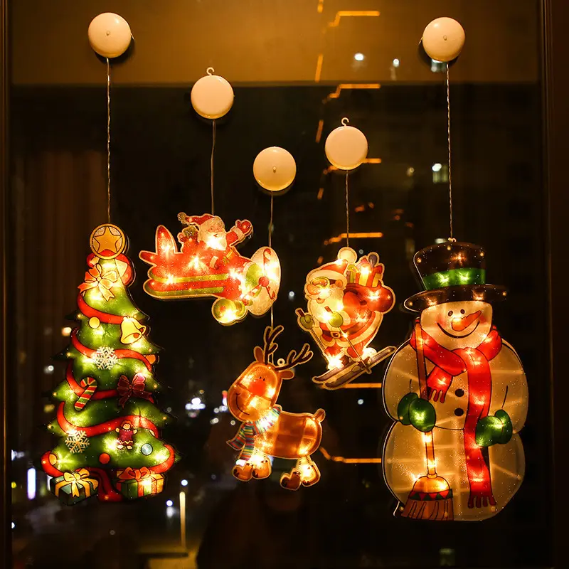 Christmas Light Led Decoration Curtain Party Window Lanterns Sucker Hanging Light