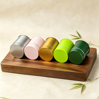 Boîte cylindrique mate en fer blanc pour matcha, conteneur double en métal de qualité alimentaire pour poudres, épices, thé, maison, cuisine, café, en vrac