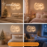 Enseigne néon LED Lune Nuit Silencieuse, Décoration Murale de Noël, Lumière Néon Étanche, Personnalisable, en Acrylique, pour Publicité et Décoration de Maison/Fêtes