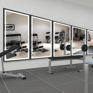 Miroir rectangulaire surdimensionné à LED 3 couleurs avec cadre en alliage d'aluminium pour salle de sport/yoga/chambre - Vente flash - Product Image 1