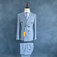 Costume de luxe croisé pour homme, 2 pièces, coupe ajustée, en mélange de laine, pour mariage, cérémonie, affaires, soirée, veste et pantalon