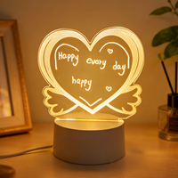 Veilleuse créative en acrylique avec bande LED 3D DIY, tableau de messages, intensité réglable, stylo multicolore inclus