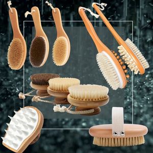 Prix de gros bambou bain corps brosse éponge épurateur massage douche brosses sisal rond bain brosse - Product Image 2