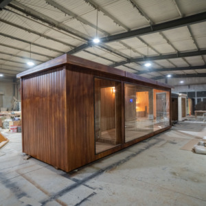 Cabine de sauna extérieure <span class=keywords><strong>en</strong></span> bois massif de cèdre rouge de qualité supérieure Boyce |   Chauffage infrarouge au carbone au design moderne <span class=keywords><strong>en</strong></span> bois pour villa, style nord-américain - Product Image 4