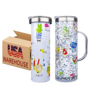 USA Warehouse 20oz Sublimation Blanks DIY Glitter <b>Snow</b> <b>Globe</b> Stainless Steel Storyboard Skinny Tumbler Lid Straw Boiling Water - Product Image 1