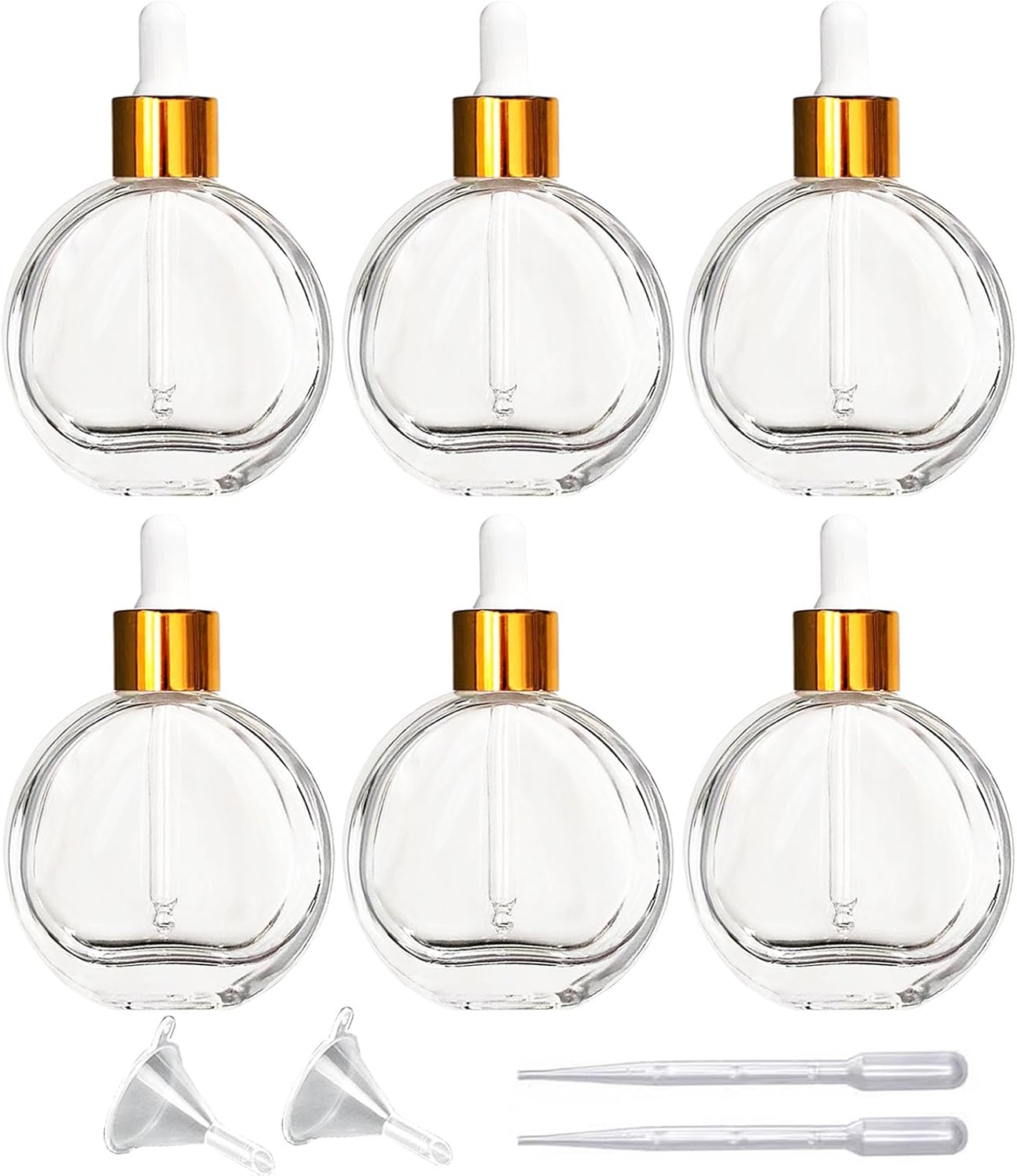 Flacon transparent + Bouchon compte-gouttes doré