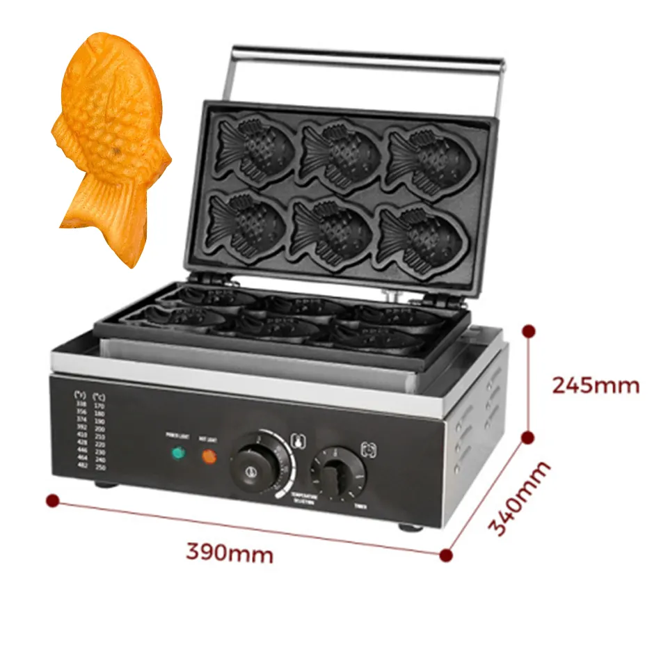 Moules multiples En stock Taiyaki Waffle Grill en acier inoxydable avec UK/EU/US/AU Plug