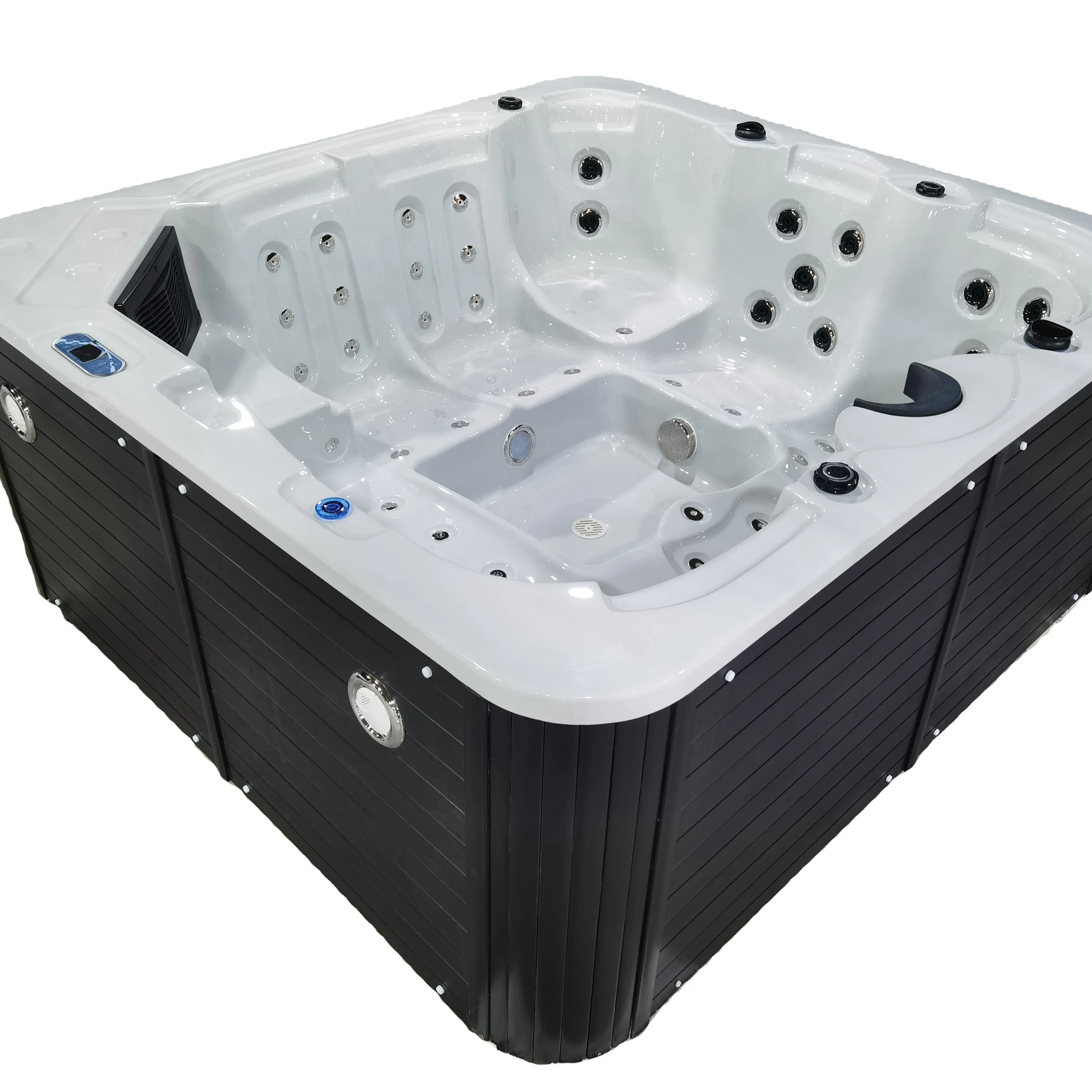 Vasca idromassaggio in acrilico personalizzata per 5-7 persone LED sul fondo vasca idromassaggio per massaggio all'aperto Spa