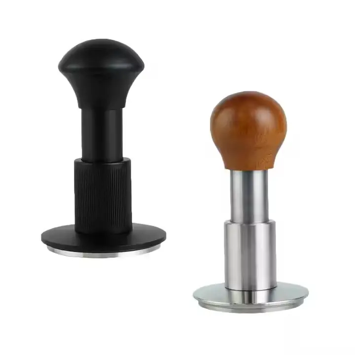 New Design Adjustable Constant Pressure Impact Tamper with Auto 51mm 53mm 58mm Espresso Coffee Force Tamper with Wooden Handle