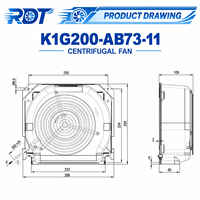 Ventilateur centrifuge EC à haut rendement, moteur à rotor externe, économie d'énergie, ventilation, K1G200-AB73-10-11, application de refroidissement HVAC