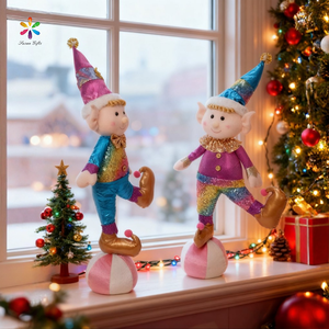 Decorazione Natalizia per Interni di Susangifts Factory, Simpatico Elfo Clown Blu e Viola che Sta in Piedi sulla Palla, Regalo per Casa e Negozio - Product Image 5