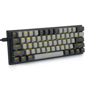 Profesional 61 Kunci LED Backlit Keyboard Gaming Mekanik USB Kabel 60 Persen Keyboard Mekanik