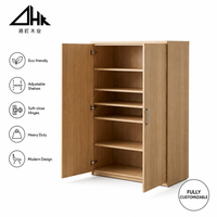 Mobile Moderno Minimalista in Legno di Quercia per Soggiorno con Ripiani Regolabili - Versatile Armadio e Vetrina per la Casa