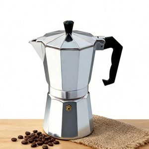 Cafetera <span class=keywords><strong>Moka</strong></span> de Aluminio de Último Modelo, Cafetera Espresso Clásica para Estufa, 100 ml, Cafetera Portátil al por Mayor con Tapa - Product Image 3