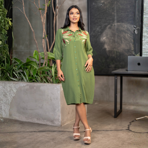 Vestido Camisero Corto de Gasa con Detalles Bordados, Antiarrugas, Elegante e Informal, de Alta Calidad, Precio al por Mayor - Product Image 6