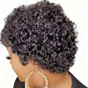 Parrucca Corta Afro Ricci in Capelli Umani, Taglio Pixie per Donne Nere, Stile Naturale - Product Image 3