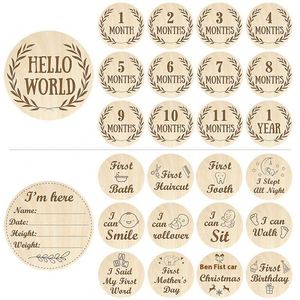 13PCS Customized Baby First Year Photo <b>Props</b> Wooden Laser Carved Monthly Milestone Cards Set for <b>Newborn</b> <b>Photography</b>, - Product Image 1