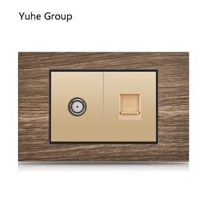 Prise murale en aluminium brossé série 118 pour TV, LAN, satellite, ordinateur, prise avancée avec interrupteur, prise murale électrique peer-to-peer - Product Image 1