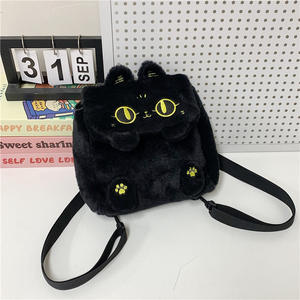 超かわいい黒猫子猫フリップ子供用ショートプラッシュユニセックス大容量通勤バックパック - Product Image 6