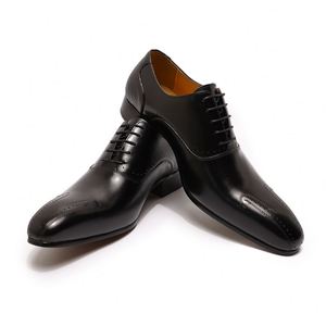 2021 Retro Black Brown Leather <b>Shoes</b> Pointed Toe Men Lace up Formal Business Office Wedding Dress <b>Shoes</b> - Product Image 6