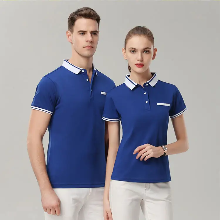 Kemeja Golf Pria Lengan Pendek, Kemeja Polo Hitam Putih Lengan Pendek Slim Fit Olahraga Warna Polos dengan Logo