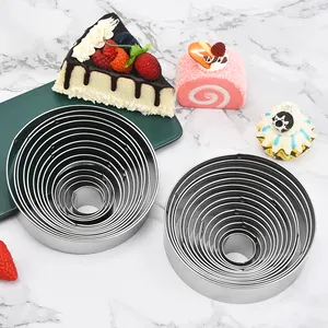 DIY Fondant Pastry Decorating Baking Tools Cookie Cutters Mould Stainless Steel 14 Pieces Round Mousse Biscuit Mold