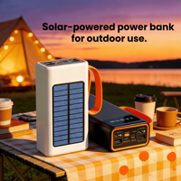 Banco de Energía Portátil de Alta Capacidad con Carga Solar Rápida de 15W, Pantalla Digital, Múltiples Salidas USB y Carga Inalámbrica, Gran Venta