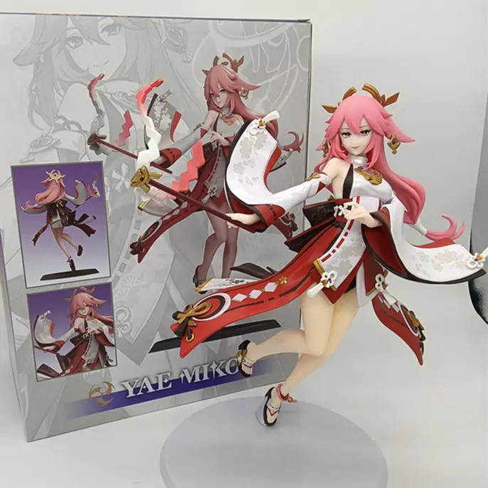 25cm Keqing Yae Miko figuras de videojuegos modelo de dibujos animados PVC Anime Girl figura recoger fábrica al por mayor