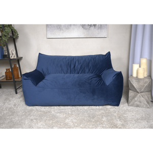 DB Fila Velveteen <b>Navy</b> <b>Blue</b> 2-Seater Oversized Bean Bag <b>Chair</b> with Convertible Armrests Foam-Filled Living Room Furniture - Product Image 1