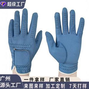 Guantes de golf de piel de oveja, color azul, transpirables, antideslizantes, unisex, para deportes al aire libre, con orificios de ventilación para golf - Product Image 4