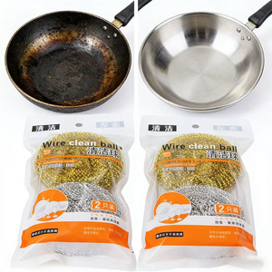 Paquete de 2 Bolas de Limpieza de Alambre de Acero Dorado y Plateado, No Dejan Residuos, para Lavar Platos y Limpiar la Cocina - Product Image 3