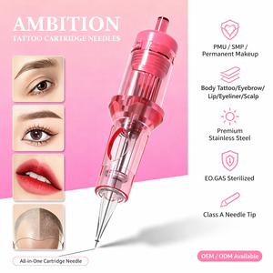 OEM ODM Ambition 20 pièces/boîte Aiguilles <span class=keywords><strong>de</strong></span> cartouche jetables roses RL/F pour sourcils, eye-liner, <span class=keywords><strong>l</strong></span>èvres, SMP <span class=keywords><strong>et</strong></span> PMU, pour maquillage permanent - Product Image 1