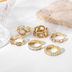 YF3015 Gioielli alla Moda Anelli Placcati Oro con Zirconia Cubica Anelli Aperti Regolabili <span class=keywords><strong>Brillante</strong></span> Anello Eternity Impilabile con Zirconi CZ - Product Image 6