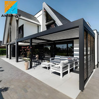 Pérgola de Aluminio con Techo de Láminas Orientables, Impermeable, para Jardín, Patio, Gazebo, con Sombra Ajustable, Diseño Moderno