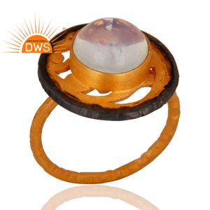 Bague en opale de feu avec pierres précieuses Vente en gros pour soirée Bague en laiton plaqué or jaune 24 carats Bague de créateur de mode Bijoux Collection vintage - Product Image 2