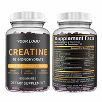 Bonbons Gommeux à la Créatine Monohydrate Halal, Marque Privée OEM, Complément Énergétique Végétalien Sans Sucre, 5000mg, 120 Gommes à la Créatine