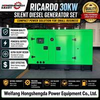 Générateur diesel super silencieux Ricardo 30 kW 37,5 kVA 65 dB insonorisé pour usage résidentiel, alimentation de secours triphasée 50 Hz CE ISO ATS 110 V 220 V 380 V