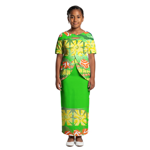 Vestido Puletasi Samoano para Niña, Diseño Tribal Tapa, con Cuello Recortado, Ropa Infantil para Fiesta, Iglesia, Estilo Polinesio - Product Image 4