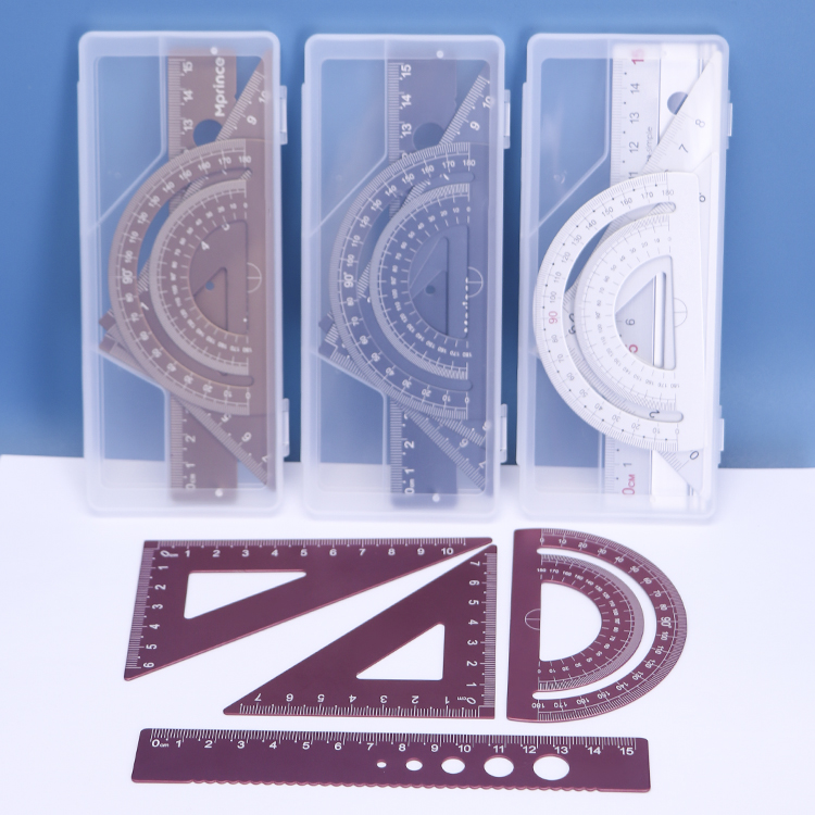 Набор линейки для рисования на заказ, принадлежности для чертежей, школьная Геометрическая коробка, математические наборы для студентов с ПП пластиковой коробкой