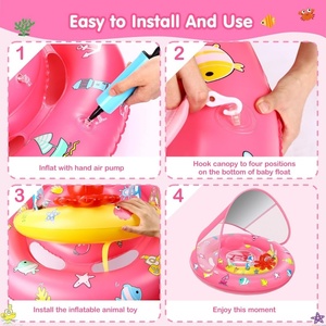 Flotteur gonflable pour bébé en PVC, 31 pouces, rose, avec auvent, siège de sécurité réglable pour enfants - Product Image 4