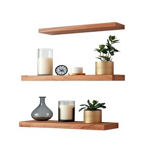 Wood Double Tier Floating <b>Wall</b> <b>Shelves</b> Modern Handmade Storage Rack Living Room <b>Wall</b> <b>Mounted</b> Display <b>Shelf</b> Durable Design - Product Image 1