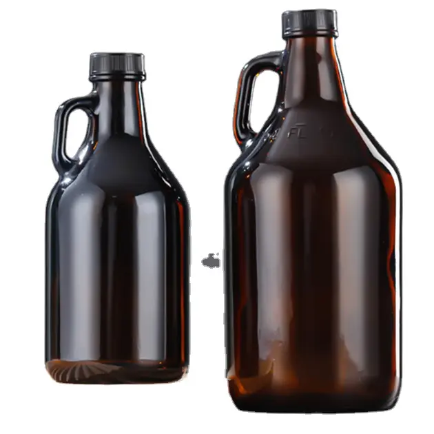 1L 2L 2.5L 4L Amber Brown Home Brewing Califórnia Red Wine Garrafa De Vidro Jarro Com Tampão De Rosca Growler Garrafa De Vinho De Suco De Água