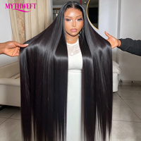 Perruque sans colle en cheveux humains bruts vietnamiens alignés sur les cuticules, avec dentelle suisse HD 13x6, pour femmes noires