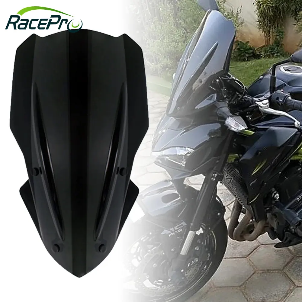 Racepro defletor de para-brisa de motocicleta, defletor de vento com suporte para kawasaki z900 z 900 2017 2018 2019