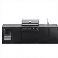 Îlot en acier inoxydable avec barbecue intégré pour maison de piscine, patio, jardin, cuisine extérieure