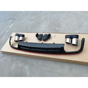 Difusor de parachoques trasero para coche, difusor de tubo de escape S6 con tira roja, color negro grueso, reajuste para <span class=keywords><strong>Audi</strong></span> <span class=keywords><strong>A6</strong></span> 2019 <span class=keywords><strong>2020</strong></span> 2021 2022 - Product Image 5