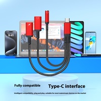 Connecteurs 4-en-1 Type-C Câble adaptateur audio numérique à charge rapide Un trois appareils USB tressés 2A Convertisseur auxiliaire pour écouteurs